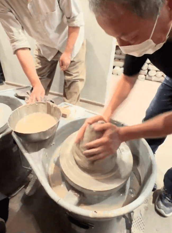 Centering clay on the wheel