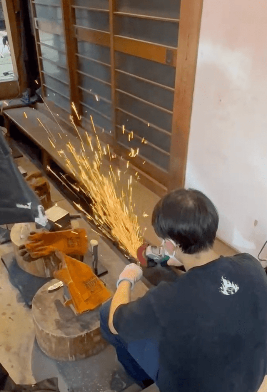 Forge fire and heated steel